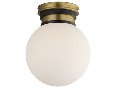 Maxim Lighting San Simeon 1-Light Black Natural Aged Brass Bronze Glass LED Globe Flush Mount