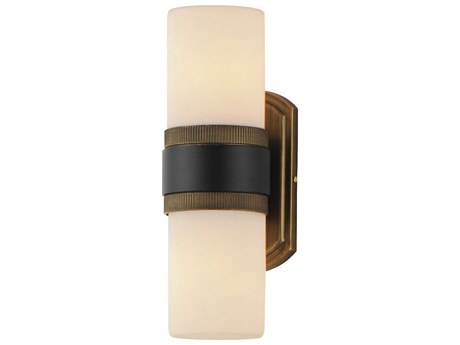 Maxim Lighting Ruffles 2-Light Black Antique Brass Glass Wall Sconce