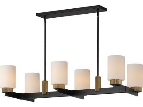 Maxim Lighting Ruffles 6-Light Black Antique Brass Cylinder Island Pendant
