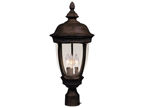 Maxim Lighting Knob Hill DC & Seedy Glass 3 - Light Incandescent Outdoor Post Light