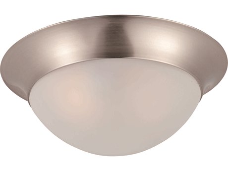 Maxim Lighting Essentials 1-Light Satin Nickel Glass Bowl Flush Mount