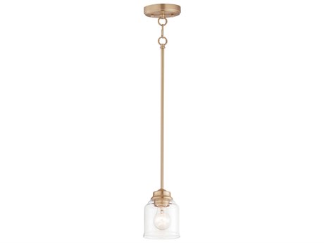 Maxim Lighting Acadia 1-Light Heritage Brass Glass Bell Mini Pendant