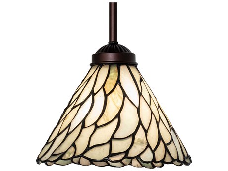 Meyda Willow 1-Light Mahogany Bronze Glass Tiffany Mini Pendant