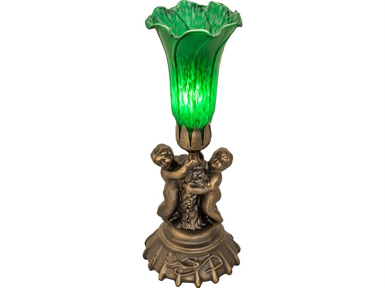 Meyda Green Brass Traditional Table Lamp