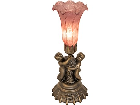 Meyda Lavender Pond Lily Brass Traditional Table Lamp