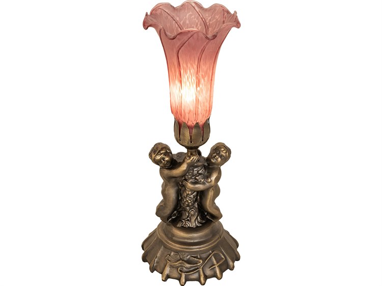 Meyda Lavender Pond Lily Brass Traditional Table Lamp