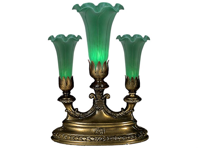 Meyda Green Tiffany Pond Lily Glass Bronze Traditional Table Lamp