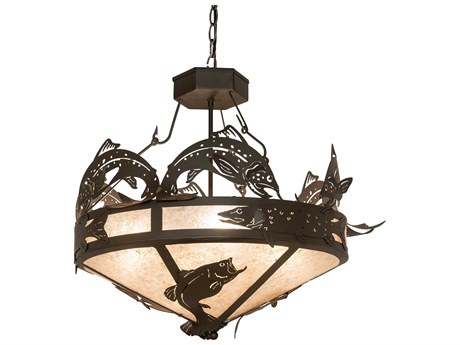 Meyda Catch Of The Day 4-Light Oil Rubbed Bronze Glass Pendant