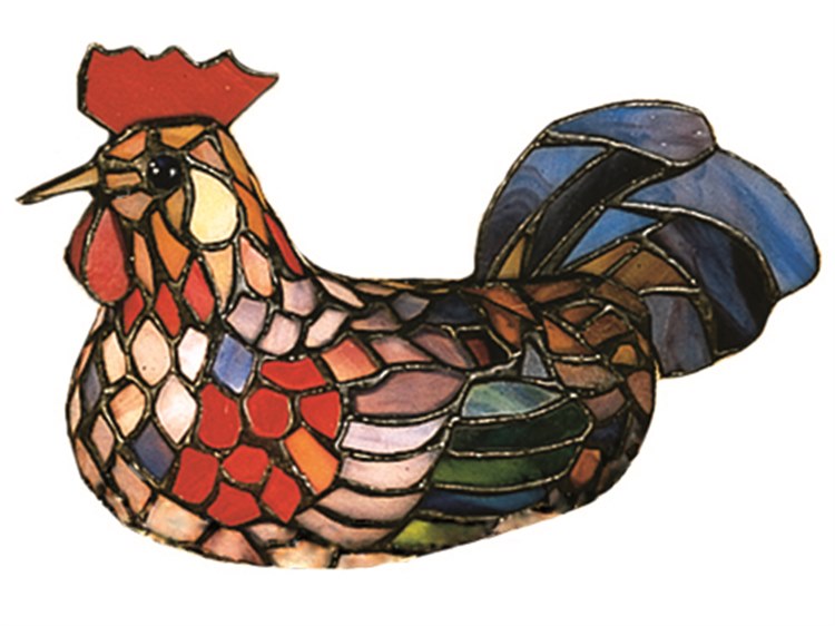 Meyda Tiffany Rooster Accent Blue Table Lamp
