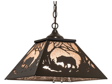 Meyda Bear At Dawn 2-Light Timeless Bronze Glass Pendant