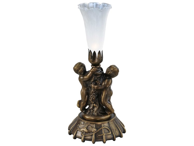 Meyda White Pond Lily Bronze Traditional Table Lamp