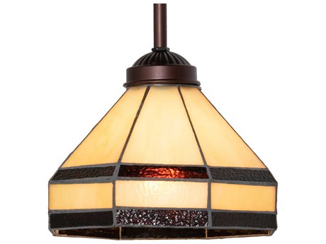 Meyda 1-Light Mahogany Bronze Glass Tiffany Mini Pendant