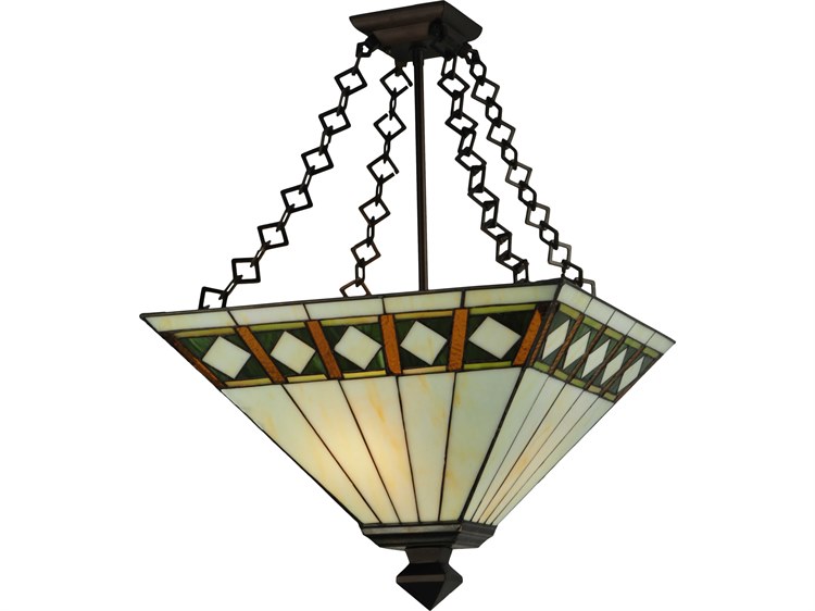 Meyda Diamond Band Mission 2-Light Black Traditional Semi Flush Mount