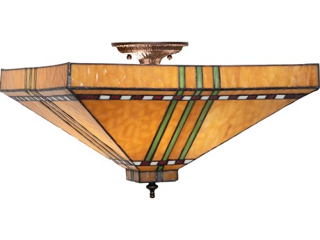 Meyda Prairie Corn 3-Light Mahogany Bronze Geometric Semi Flush Mount