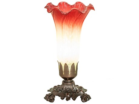 Meyda Pond Lily Mahogany Bronze Glass Table Lamp