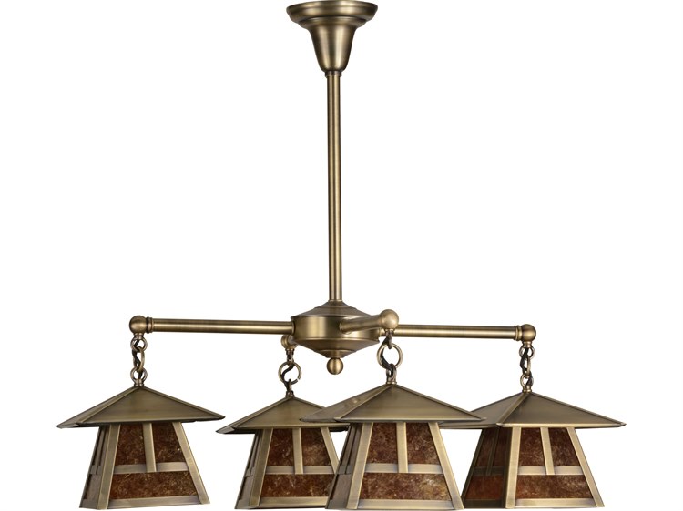 Meyda Stillwater 4-Light Brass Traditional Geometric Chandelier
