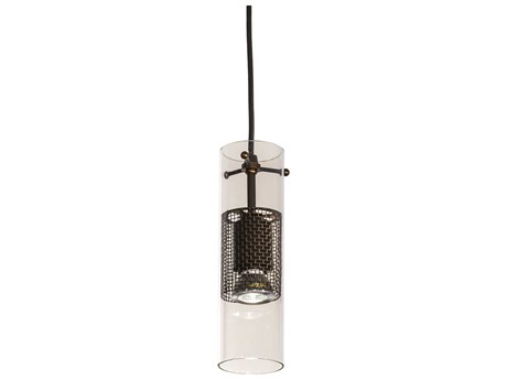 Meyda Cilindro 1-Light Antique Copper Clear Glass LED Cylinder Mini Pendant