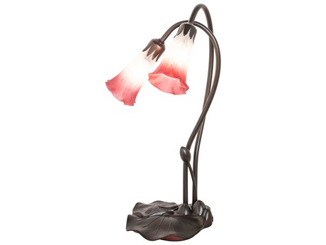 Meyda Pond Lily Mahogany Bronze Glass Table Lamp