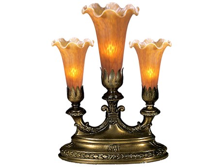 Meyda Amber Pond Lily Bronze Traditional Table Lamp