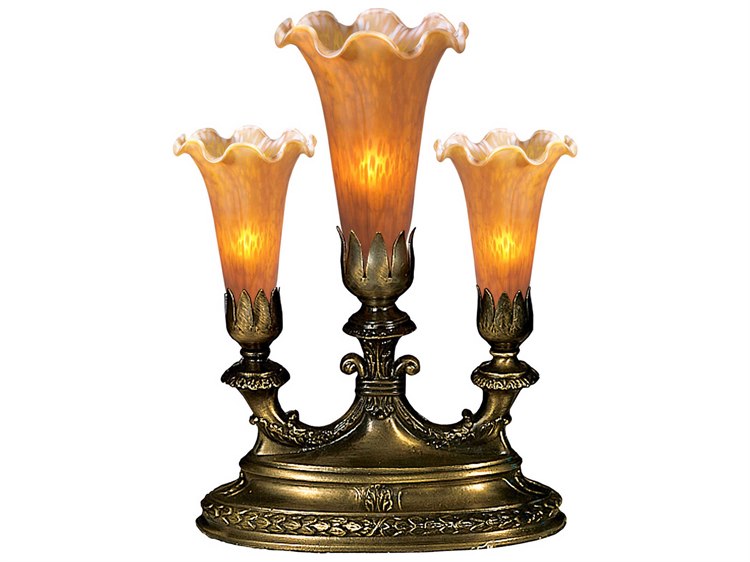 Meyda Amber Pond Lily Bronze Traditional Table Lamp