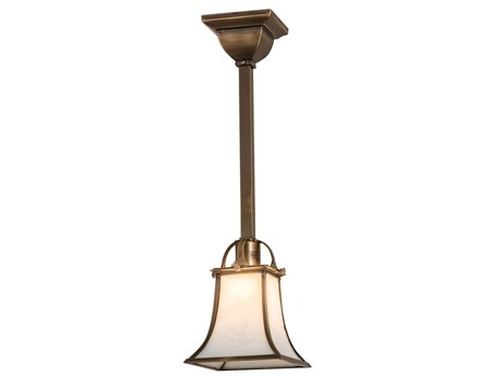 Meyda Revival 1-Light Antique Brass Glass Lantern Mini Pendant