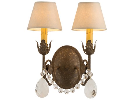 Meyda Antonia 2-Light Chocolate Gold Crystal Wall Sconce