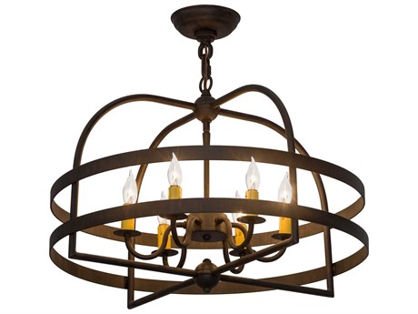 Meyda Aldari 6-Light Ruby Chocolate Brown Candelabra Chandelier