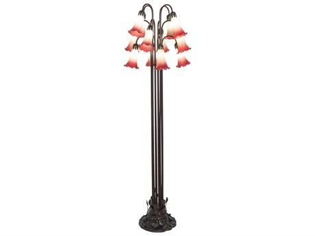 Meyda Pond Lily Mahogany Bronze Floor Lamp