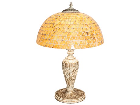 Meyda Mosaic Antique Off White Glass Tiffany Table Lamp