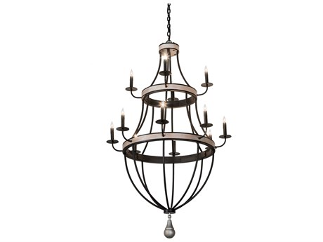 Meyda 12-Light Black Candelabra Tiered Chandelier