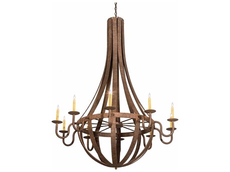 Meyda Barrel Stave 10-Light Chocolate Brown Candelabra Chandelier