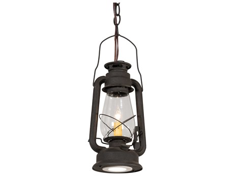 Meyda Miners Lantern 1-Light Black Glass LED Mini Pendant