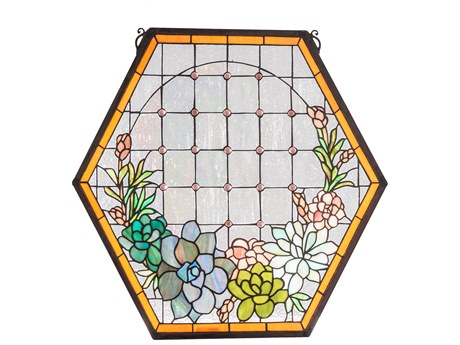 Meyda Copper 20" High Succulent Window Glass Wall Art