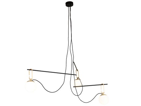 Meyda Bola 3-Light Black Glass Globe Linear Pendant