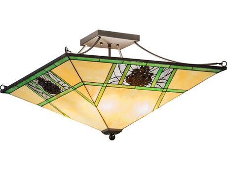 Meyda Pinecone 4-Light Oil Rubbed Bronze Glass LED Semi Flush Mount