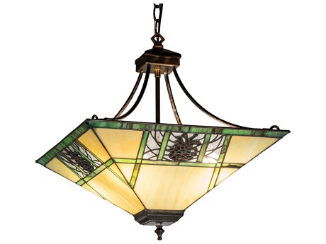 Meyda Pinecone 4-Light Antique Copper Glass LED Pendant