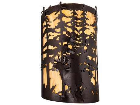 Meyda Pines 2 1-Light Copper Vein Black Wall Sconce