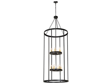 Meyda Cilindro 12-Light Black Cylinder Pendant