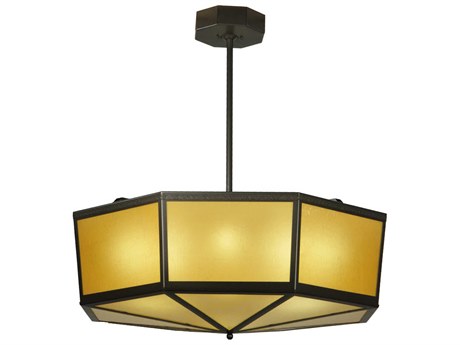 Meyda 4-Light Timeless Bronze Glass Geometric Semi Flush Mount