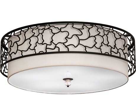 Meyda Black Glass LED Drum Round Flush Mount