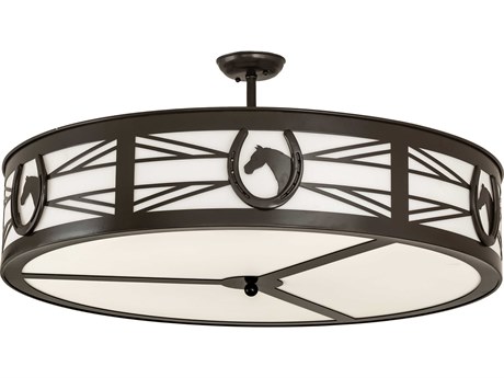 Meyda Horseshoe 6-Light Timeless Bronze Drum Semi Flush Mount