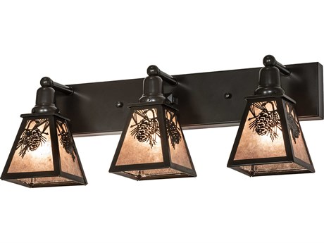 Meyda Winter Pine 3-Light Timeless Bronze Glass Vanity Light