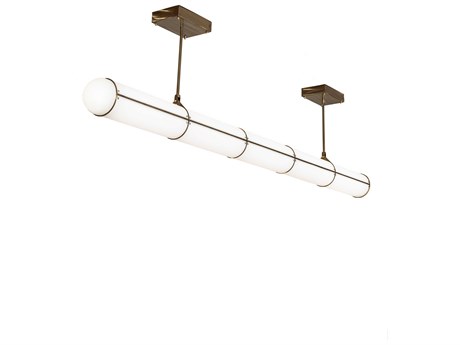 Meyda White Gold Glass LED Cylinder Linear Island Pendant