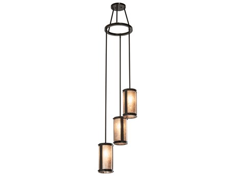 Meyda Cartier 3-Light Timeless Bronze Glass Cylinder Chandelier