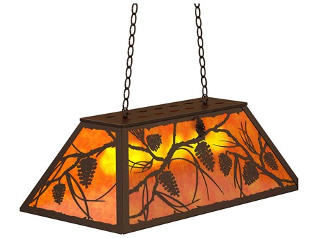 Meyda Whispering Pines 6-Light Timeless Bronze Glass Island Pendant