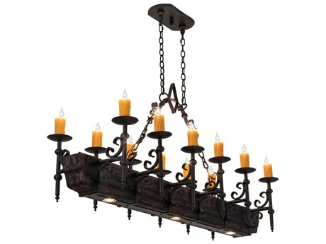 Meyda 12 3-Light Wrought Iron Black Island Pendant