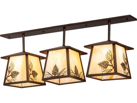 Meyda Stillwater 3-Light Brown Glass Island Pendant