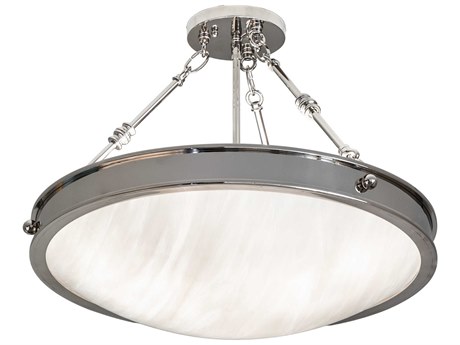 Meyda Dionne 3-Light Polished Nickel Glass Bowl Pendant