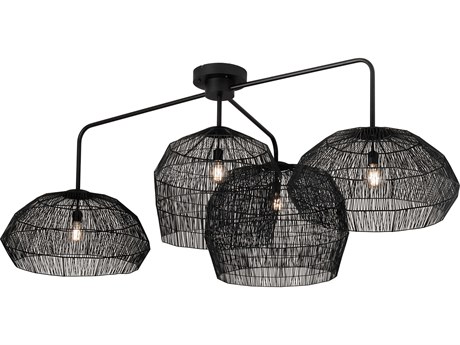 Meyda 4-Light Black LED Round Island Pendant