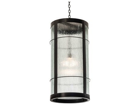 Meyda Villa 1-Light Black Glass Cylinder Pendant
